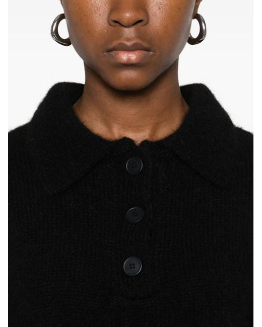 Mr. Mittens Black Polo-Pullover Mit Ballonärmeln