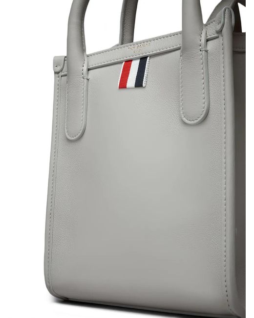 Thom Browne Gray Kleiner Tote Bag Mit Logo