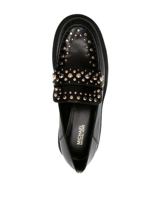 MICHAEL Michael Kors Black Rocco Astor Stud-Embellished Leather Loafers