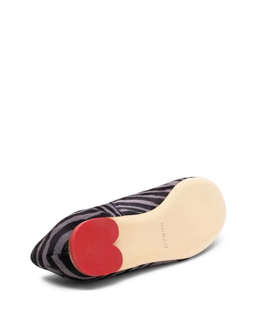 Hogan Black Zebra-Print Leather Loafers