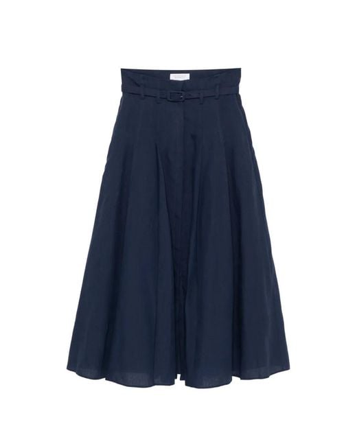 Gabriela Hearst Blue Dugald Pleated Midi Skirt