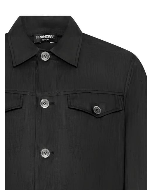 Franzese Collection Black Button Flap-Pocket Jacket for men