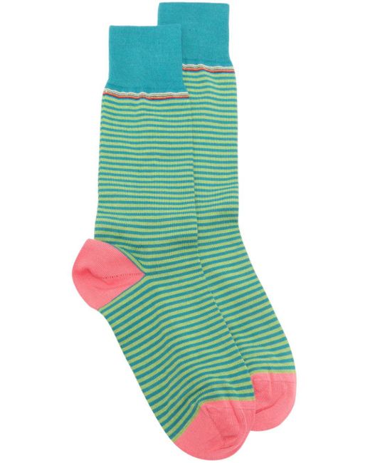 Paul Smith Green Mid Calf-lenght Striped Socks for men