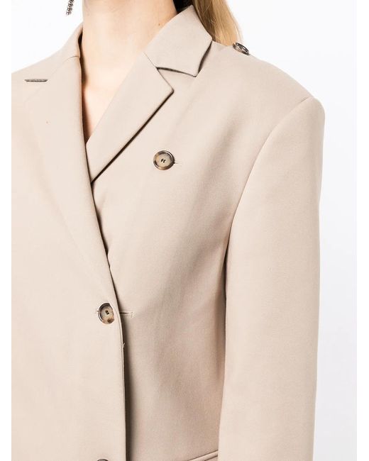 ROKH Natural Asymmetrical Button Blazer