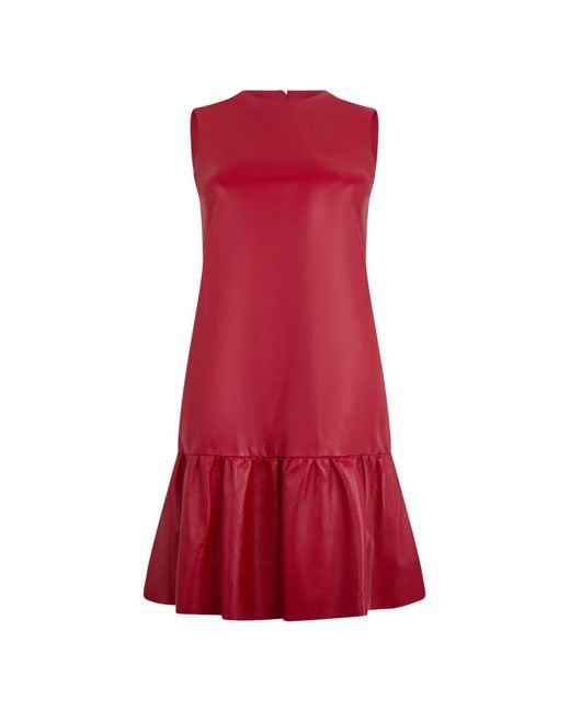 Valentino Garavani Red Bow-Detail Ruffled-Hem Mini Dress