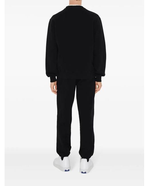 Burberry Black Equestrian Knight Cotton Jogging Pants for men