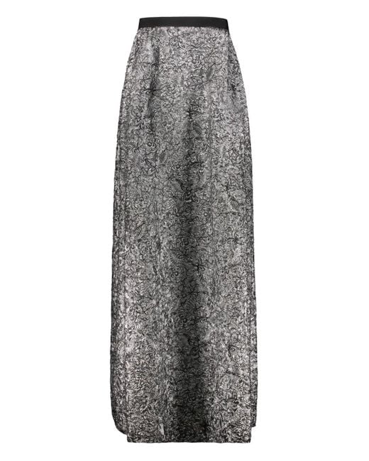 Alberta Ferretti Gray Embroidered Long Skirt