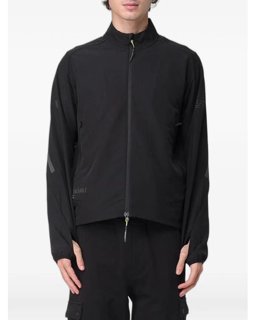 EA7 Black Logo-Print Packable Jacket for men