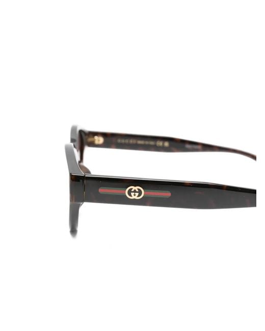 Gucci Brown Tortoiseshell-Effect Interlocking G Sunglasses