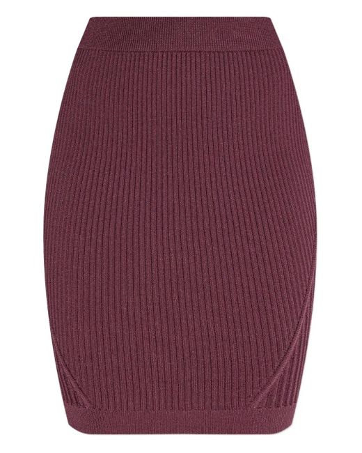 Balmain レディース レッド リブ ミニスカート