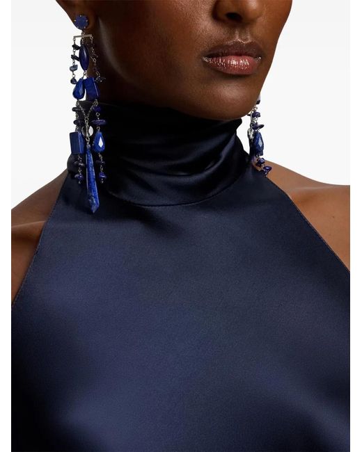 Ralph Lauren Blue Chilton Halterneck Open-Back Top