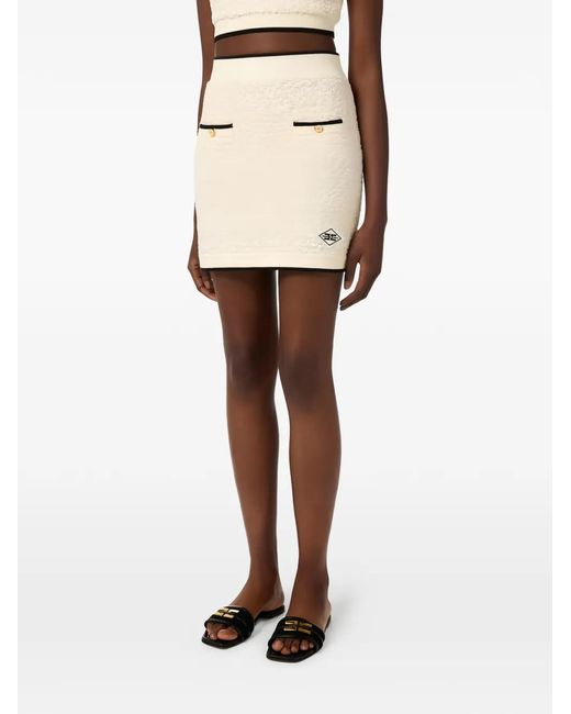Elisabetta Franchi Natural Logo-Detail Mini Skirt
