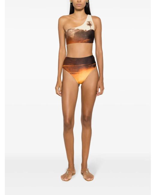 Lenny Niemeyer Orange Graphic-Print Bikini Bottoms