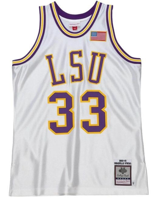Jersey NCAA LSU Tigers 1990 Shaquille O'Neal Mitchell & Ness de hombre de color White