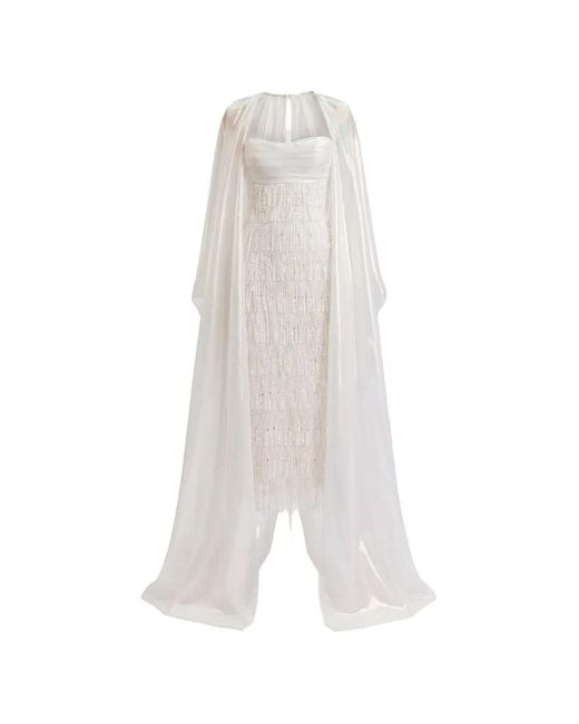 Gemy Maalouf White Sequin-Embellished Tasselled Dress