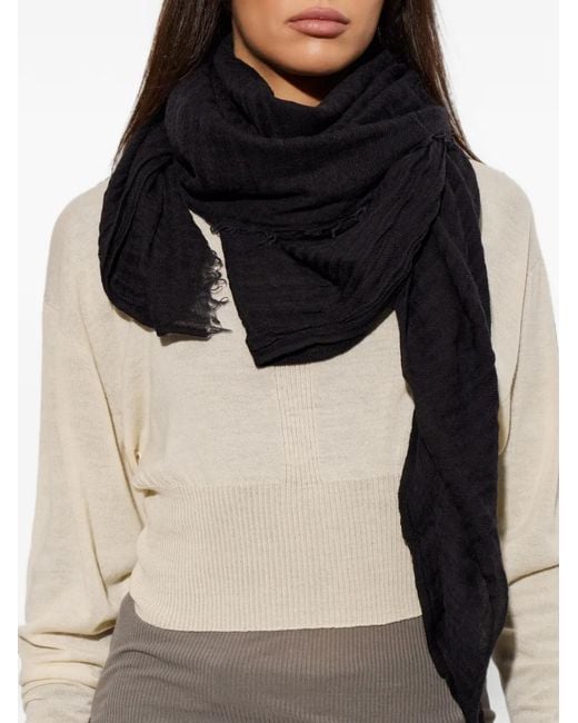 Rick Owens Black Raw-Edge Scarf
