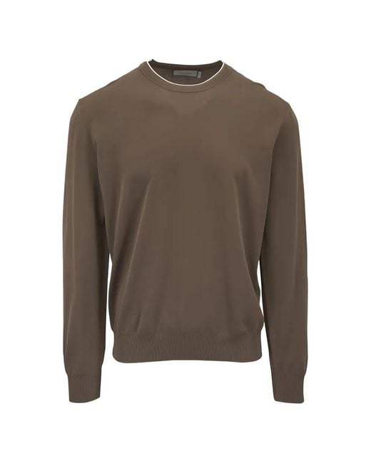 Canali Brown Crew-Neck Sweater for men