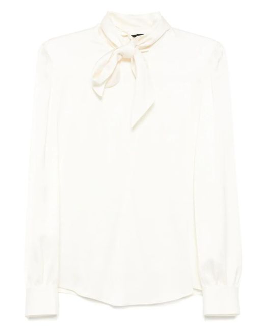 Tom Ford リボンディテール サテンブラウス White