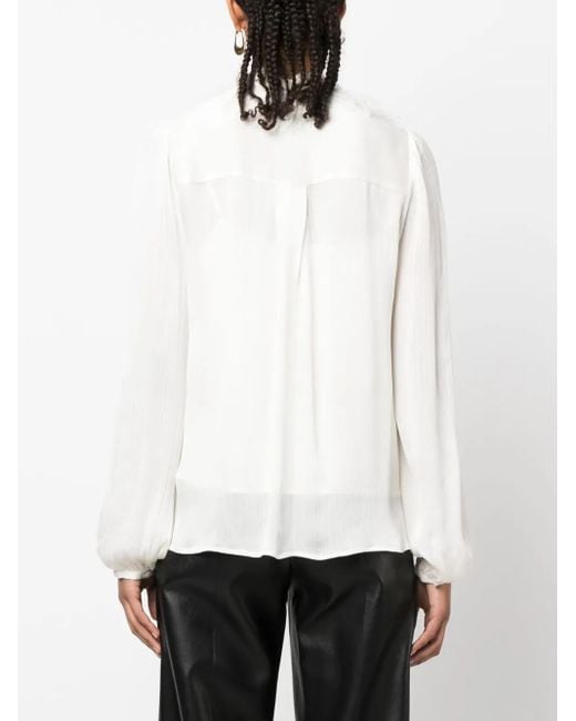 Twinset White Layered Feather-Trim Blouse