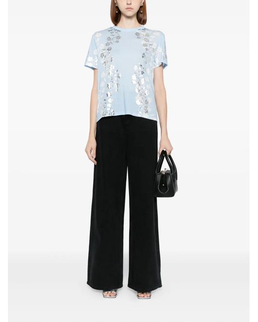 Cynthia Rowley Blue Foil-Print T-Shirt