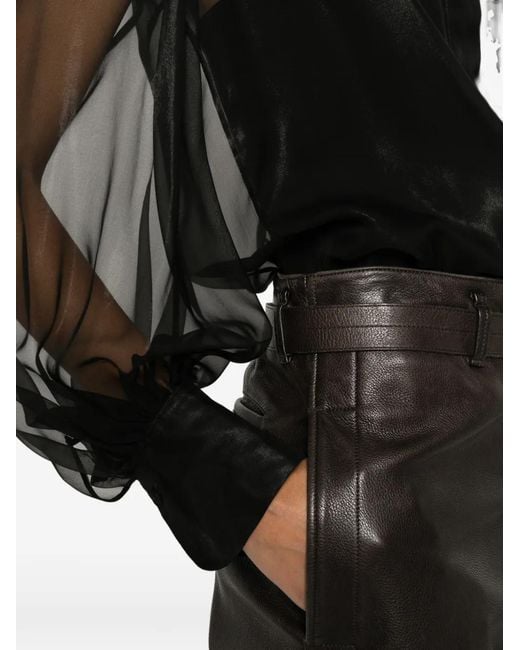 Chloé Black Sheer Puff-Sleeve Blouse