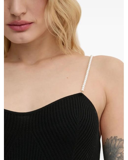 From Future Black Pearl-Strap Midi Dress