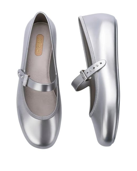 Melissa White Soft Buckle-Strap Ballerinas