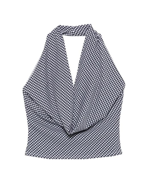 Frankie's Bikinis Blue Jay Gingham Halterneck Top