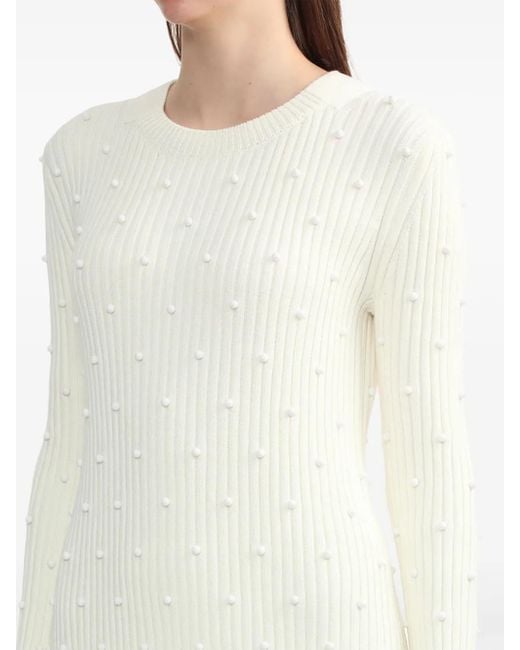 Helmut Lang White Bead-Embellished Ribbed Dress