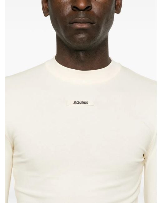 Jacquemus White Logo-Patch Long-Sleeve T-Shirt for men