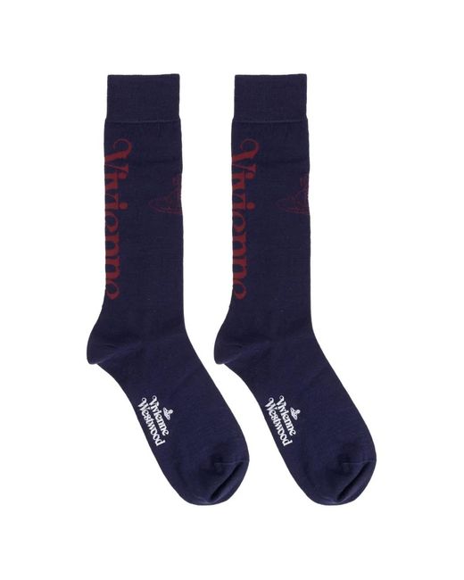Vivienne Westwood Blue Chaussettes À Logo Strassé