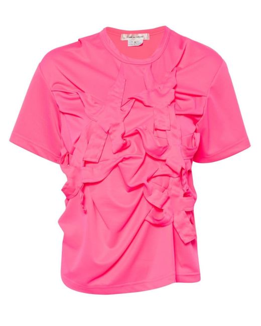 Comme des Garçons Pink Patchwork-embellished T-shirt