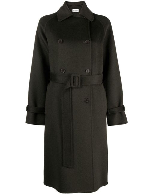 P.A.R.O.S.H. Black Double-breasted Belted Coat