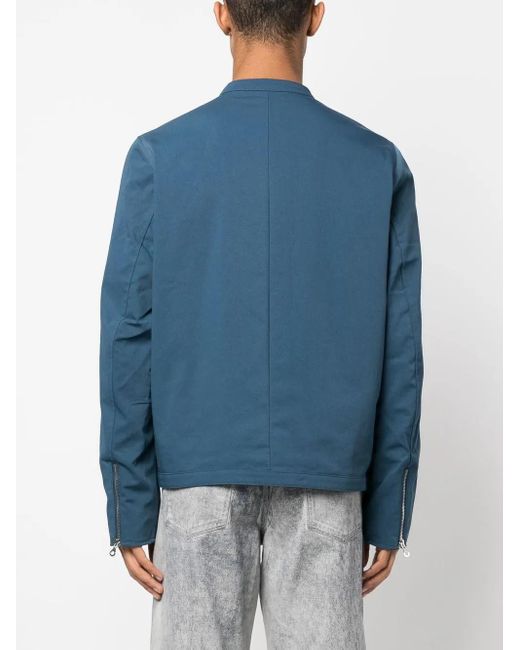 DIESEL Blue J-Glory-Nw Cotton Biker Jacket for men