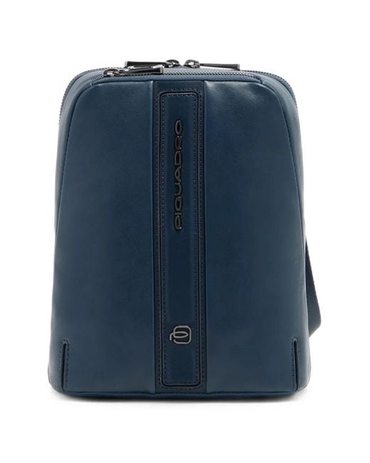 Piquadro Blue Logo-Plaque Messenger Bag for men