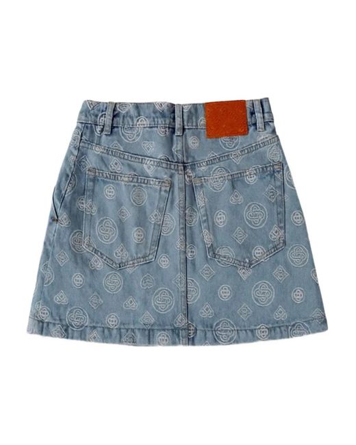 Casablanca Blue Monogram-Patterned Skirt