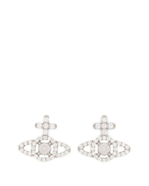 Vivienne Westwood White Olympia Crystal Orb Earrings