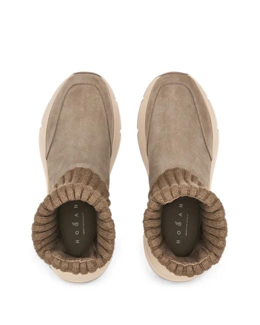 Hogan Natural Hi-Fi Ribbed-Knit Sneakers