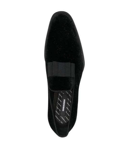 DSquared² Black Almond-toe Bow-detail Loafers for men