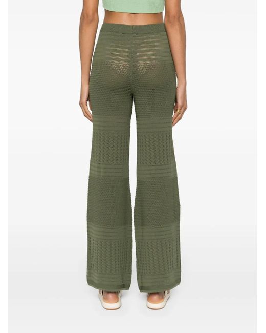 Twinset Green Pointelle-Knit Palazzo Pants