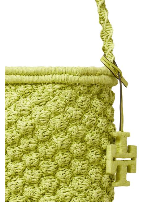 Tory Burch White Ella Hand-Crocheted Popcorn Bucket Bag
