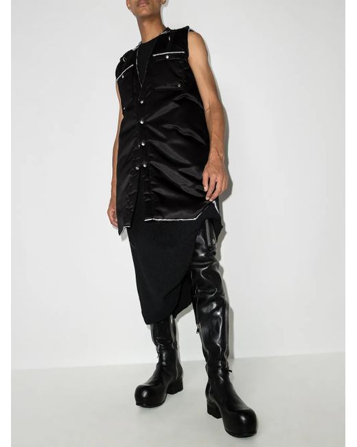 Rick Owens Black Outershirt Unfinished Gilet for men