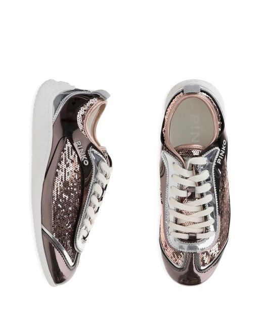 Pinko Multicolor Sequin Leather Sneakers