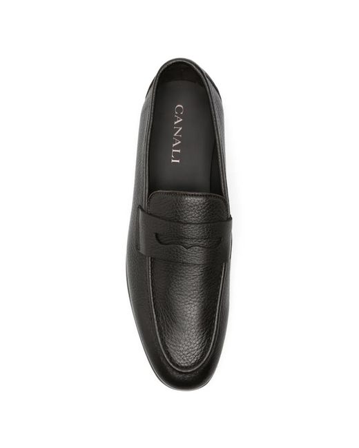 Canali White Penny Leather Loafers for men