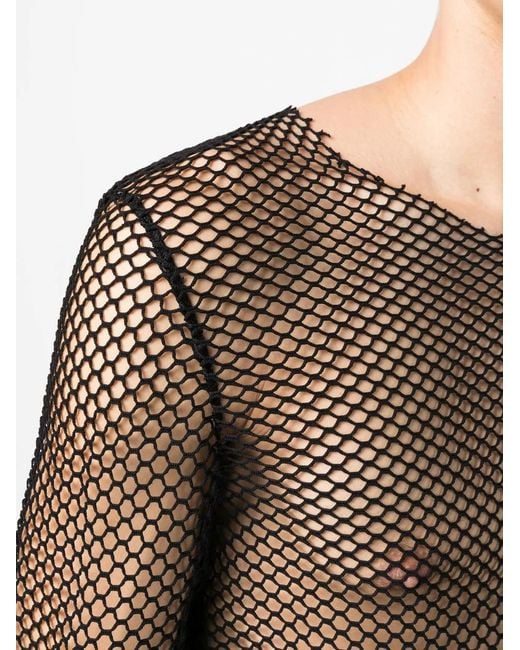 DSquared² Gray Long-Sleeve Mesh Top for men