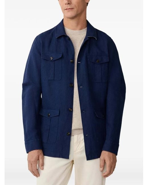 Hackett Blue Patch-Pocket Overshirt for men