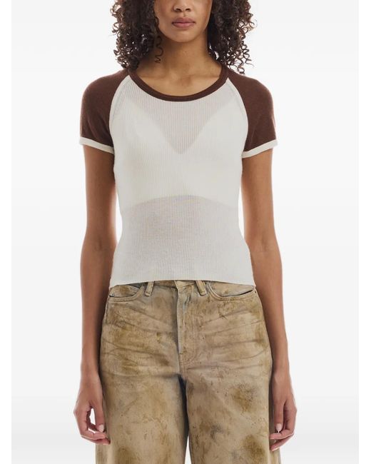CUDDLEUP Brown Raglan-Sleeve Ribbed-Knit T-Shirt