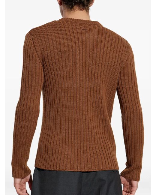 Tod's Brown Ribbed-Wool Sweater for men
