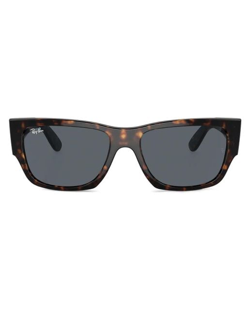 Ray-Ban Gray Carlos Rectangle-Frame Sunglasses
