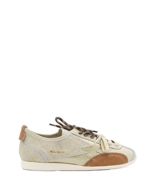 Moa Concept Natural Ikigai Suede-Panelled Cracked-Effect Sneakers